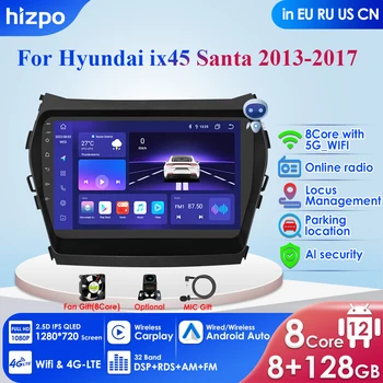 Carplay 4G-LTE 2 Din Android 12 Автомобильный Радио Мультимедийный Видеоплеер для Hyundai Santa Fe 3 2013-2017 IX45 Навигация GPS Стерео BT 0