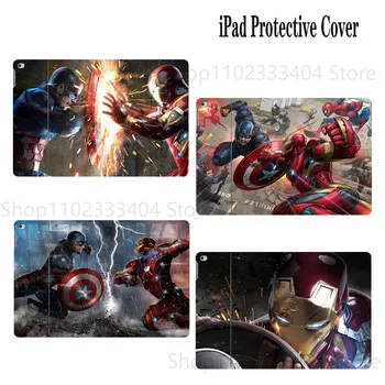Marvel Avengers Капитан Америка Железный Человек Чехол для Планшета iPad Pro Air 1 2 3 Mini 4 5 iPad 2021 12,9 дюймов Мультяшный Защитный чехол