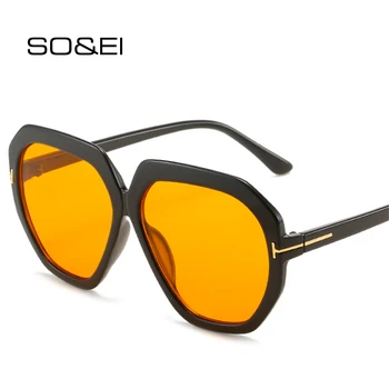 SO & EI Модные негабаритные полигональные круглые солнцезащитные очки Женские Брендовые дизайнерские Ретро Желеобразно-серые оттенки UV400 Мужские градиентные солнцезащитные очки 0