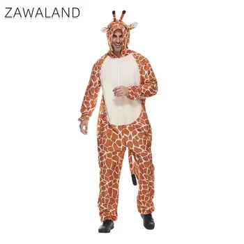 Zawaland Костюм Жирафа для Косплея с Хвостом, Мультяшная Одежда для Вечеринки с Животными на Хэллоуин, Мужская Цельная Пижама, Милый Комбинезон, Наряд 0