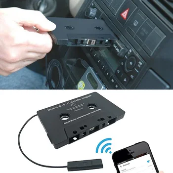 Автомобильный адаптер Bluetooth 5.0 Tape Cassette Audio Aux с микрофоном Время воспроизведения музыки 6 часов 168 Часов в режиме ожидания Адаптер кассеты для смартфона 0