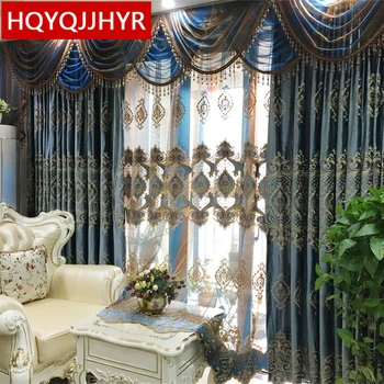 Вилла в европейском стиле, высококачественные бархатные плотные шторы с вышивкой на заказ для гостиной и роскошная вуалевая занавеска для спальни