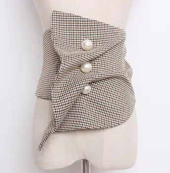 Женская подиумная мода, широкие широкие пояса в клетку, женское винтажное платье, Корсеты, Пояс, украшения для ремней, широкий пояс R1901