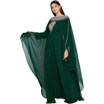 Марокканское платье-кафтан, Дубайский Кафтан, Модное Элегантное Платье с бисером, Сари для женщин в Индии 0