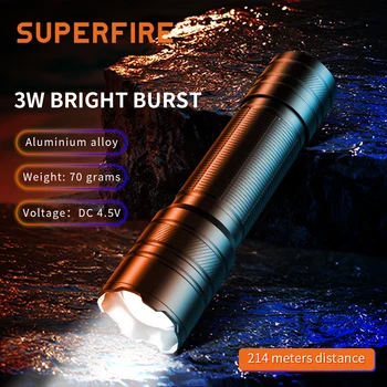 Мини-вспышка SuperFire светодиодный фонарь S3-A с дальним увеличением, cob light, неразрушаемый тактический фонарь, использующий батарейки 18650/AAA 0
